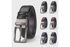 Men's Cow Hide Belt with Rotating Alloy Pin Buckle High-End Korean-Style Waistband Accessory