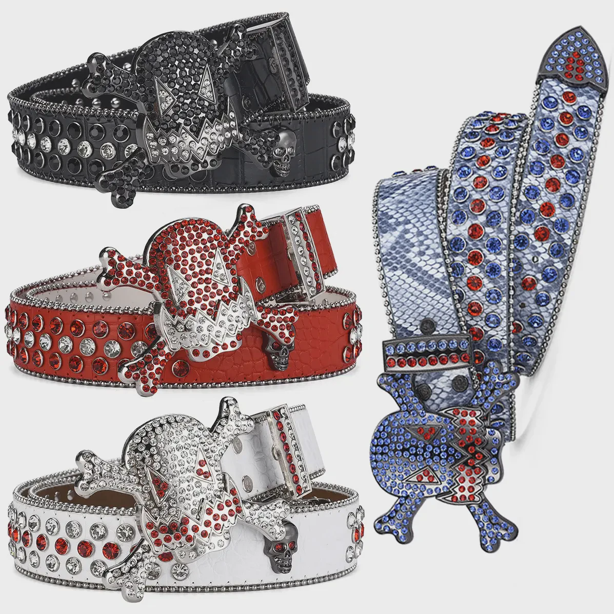 Retro Bling Bling Shining Western Designer Rhinestones PU Belts Men Shiny Studded Diamond Crystal Stone Belt BB Simon Belts