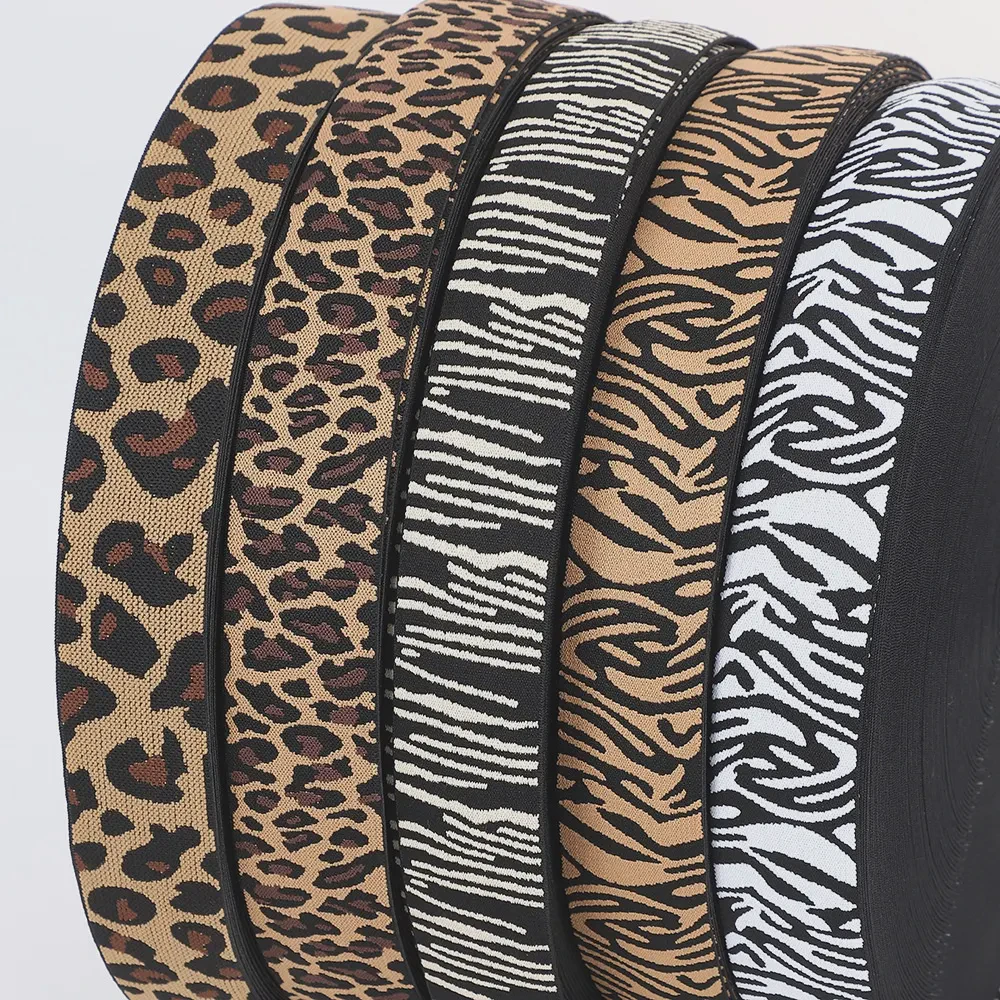 4cm Leopard Zebra Print Nylon Elastic Band Popular Cross-Border In-Stock Garment Accessory for Skirts Pants Waistbands