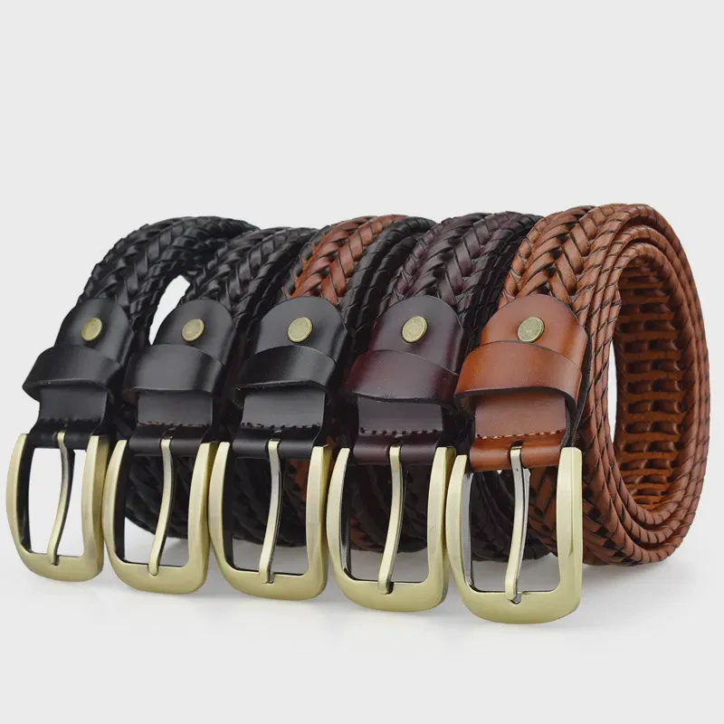 High Quality Mens Brown Other Braided Alloy Buckle Belt