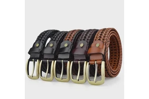 High Quality Mens Brown Other Braided Alloy Buckle Belt